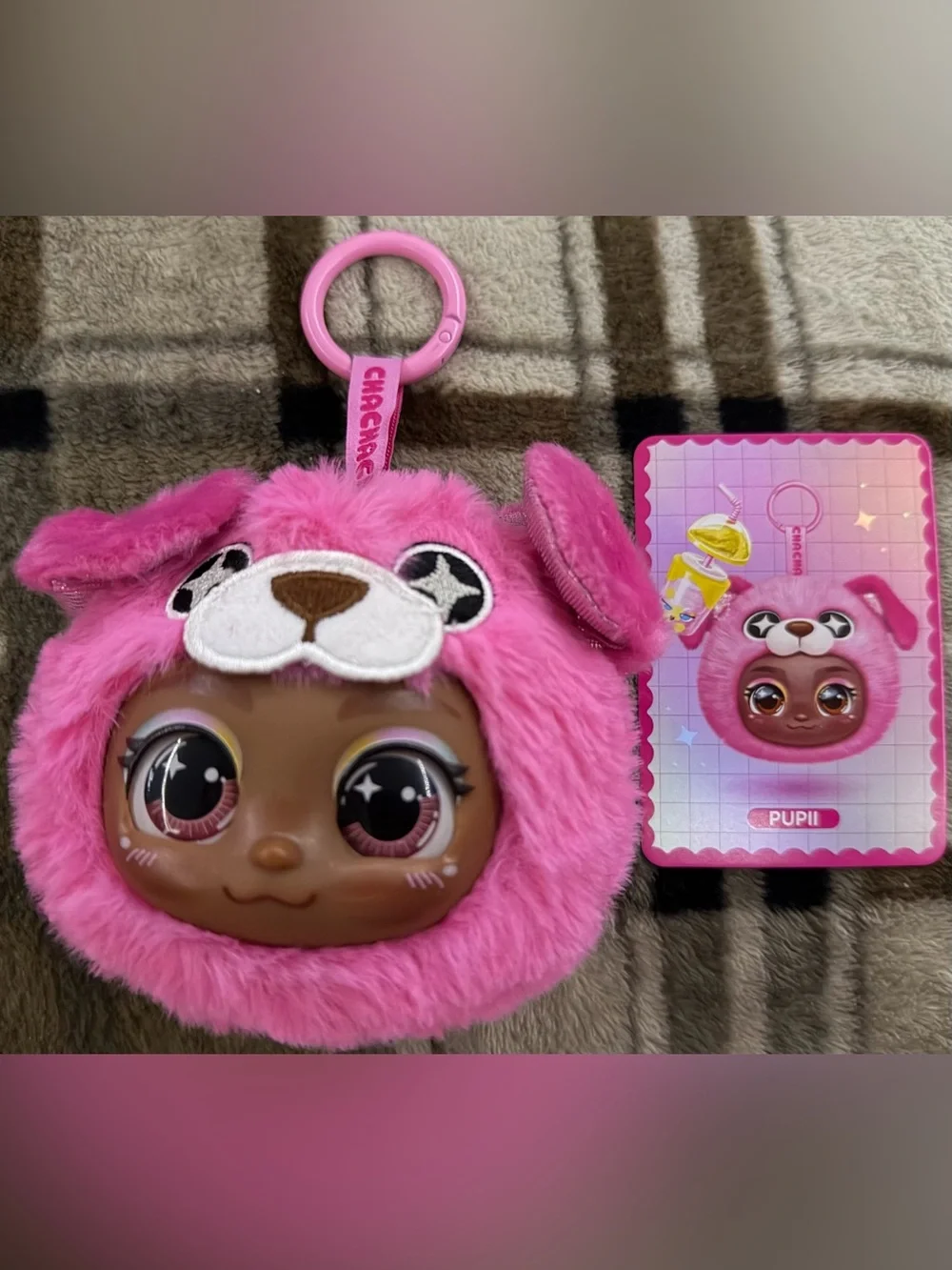 Cha Cha Pupii Pink Puppy Plush Character Keychain